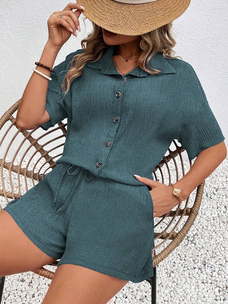 Conjunto Aurora Casual Cardigã e Shorts