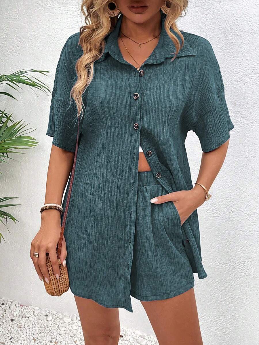 Conjunto Aurora Casual Cardigã e Shorts