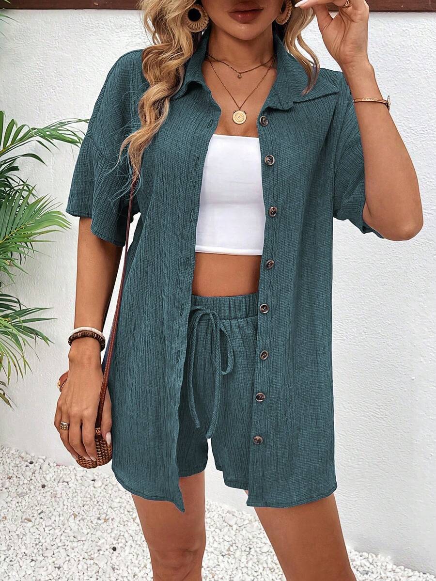 Conjunto Aurora Casual Cardigã e Shorts