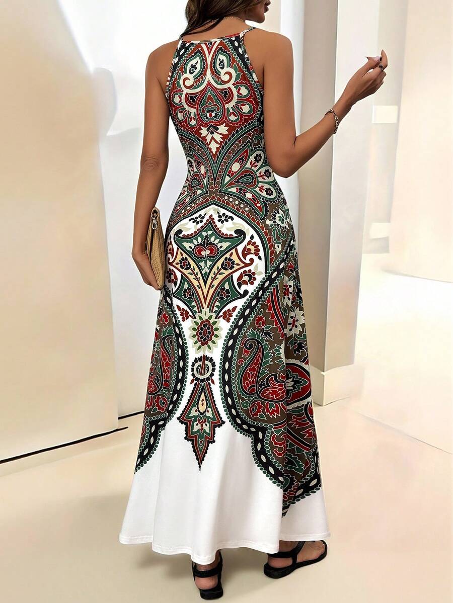 Vestido Maya Boho Longo Alça Fina Tropical