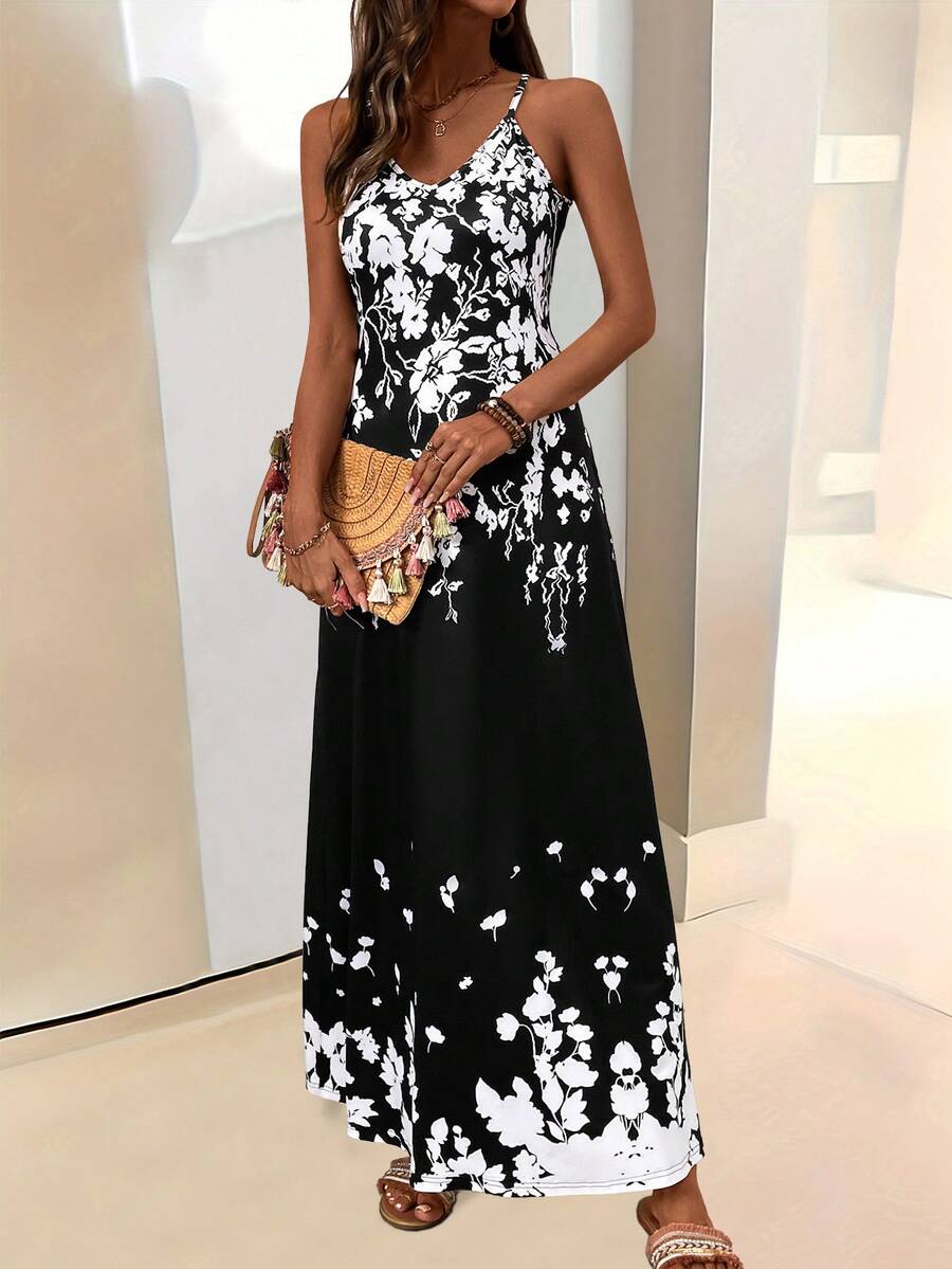 Vestido Maya Boho Longo Alça Fina Tropical