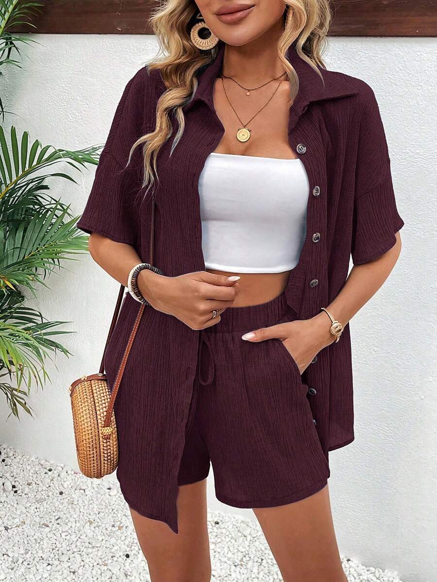 Conjunto Aurora Casual Cardigã e Shorts