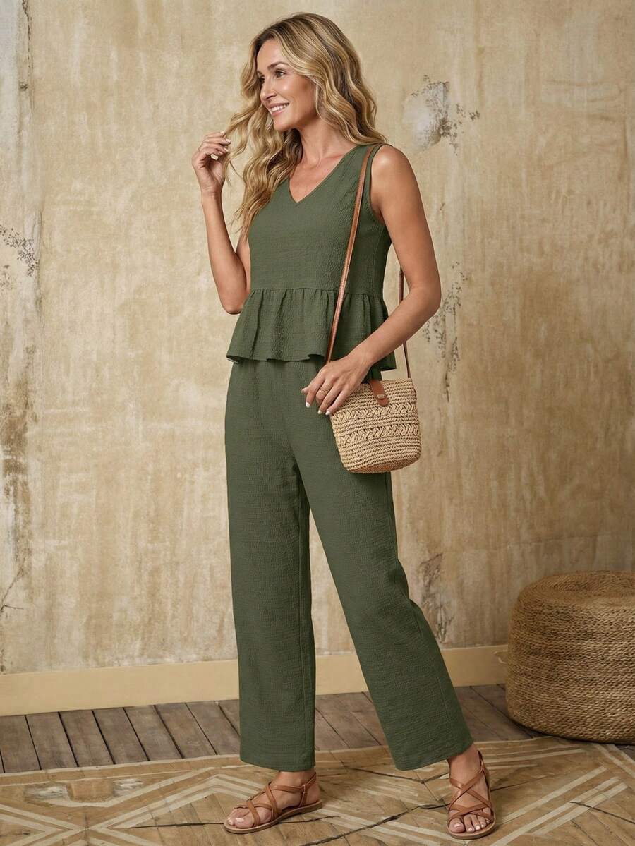 Conjunto Serena Regata e Calça Babado Casual