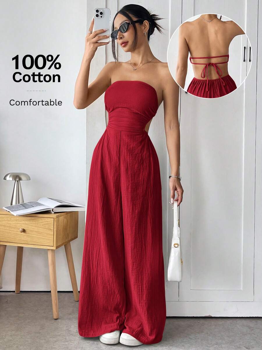 Macacão Ezoria Tubo Perna Larga Verão