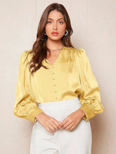 Blusa Acetinada Amarelo em Cetim Feminina | Elegância do PP ao GG