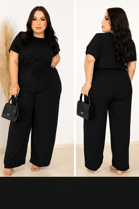 Conjunto Feminino Plus Size Marrom com Cintura Ajustável – Nelima