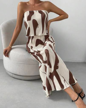 Conjunto Feminino Elegante Estampado com Design Assimétrico - Nelima