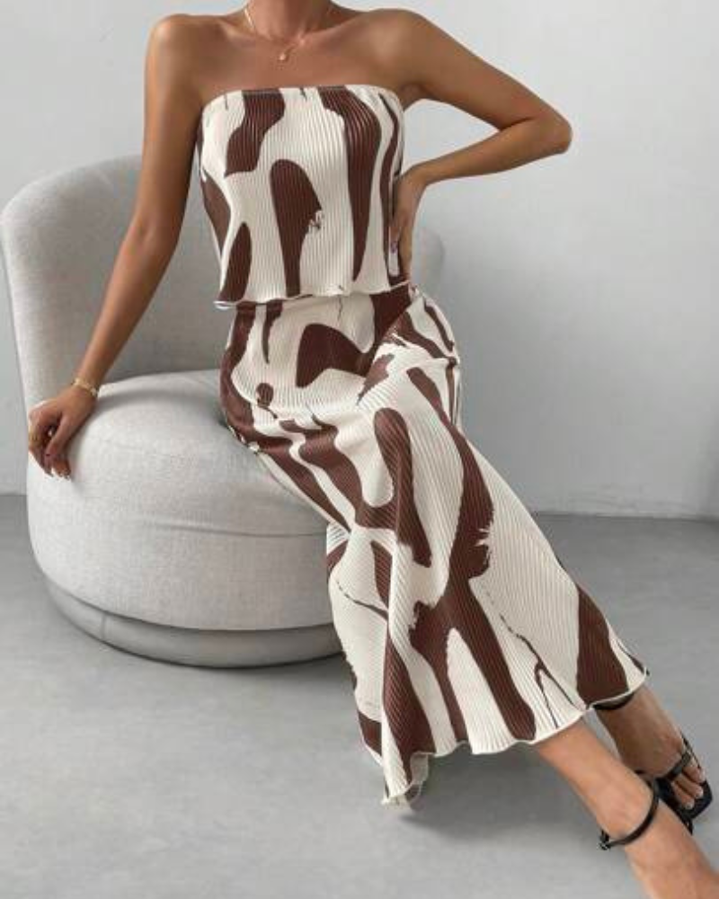 Conjunto Feminino Elegante Estampado com Design Assimétrico - Nelima