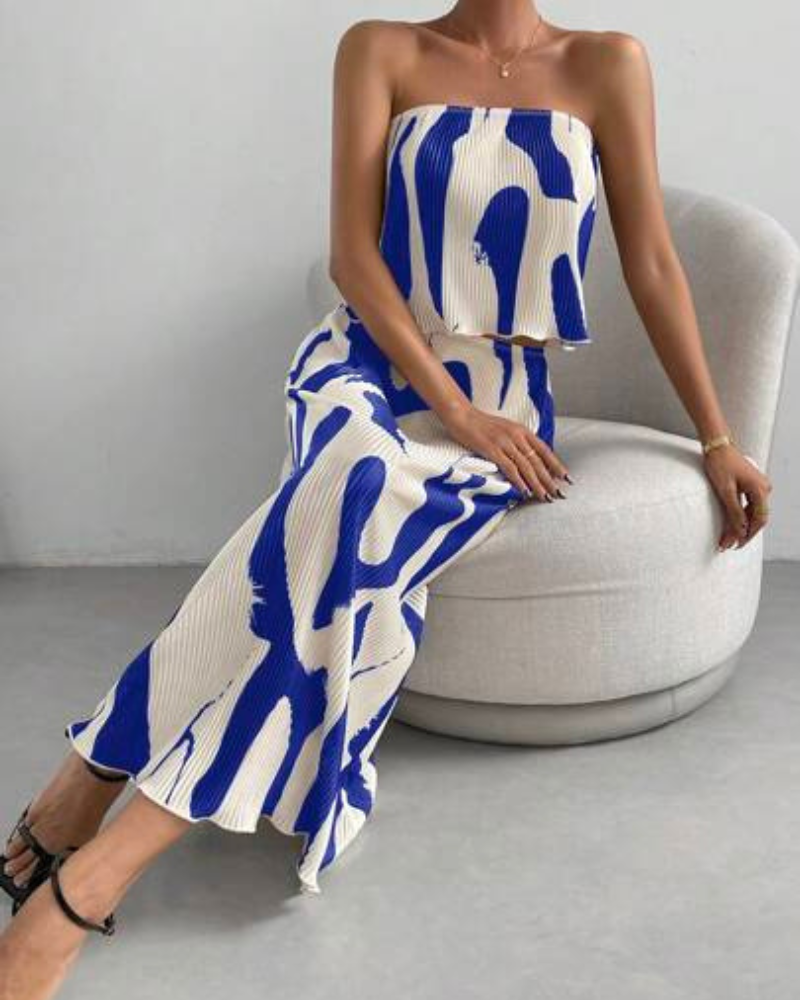 Conjunto Feminino Elegante Estampado com Design Assimétrico - Nelima