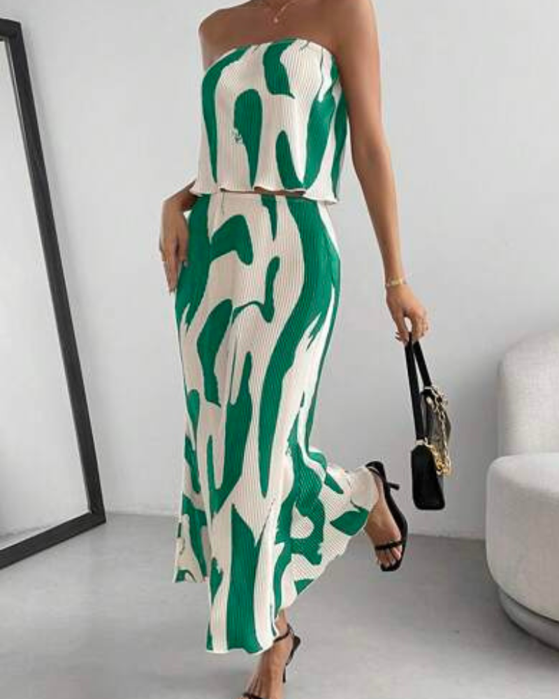 Conjunto Feminino Elegante Estampado com Design Assimétrico - Nelima