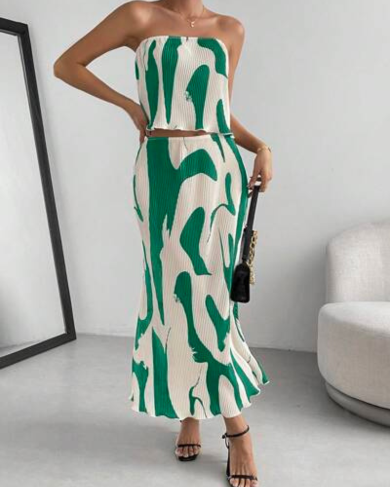 Conjunto Feminino Elegante Estampado com Design Assimétrico - Nelima