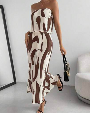 Conjunto Feminino Elegante Estampado com Design Assimétrico - Nelima