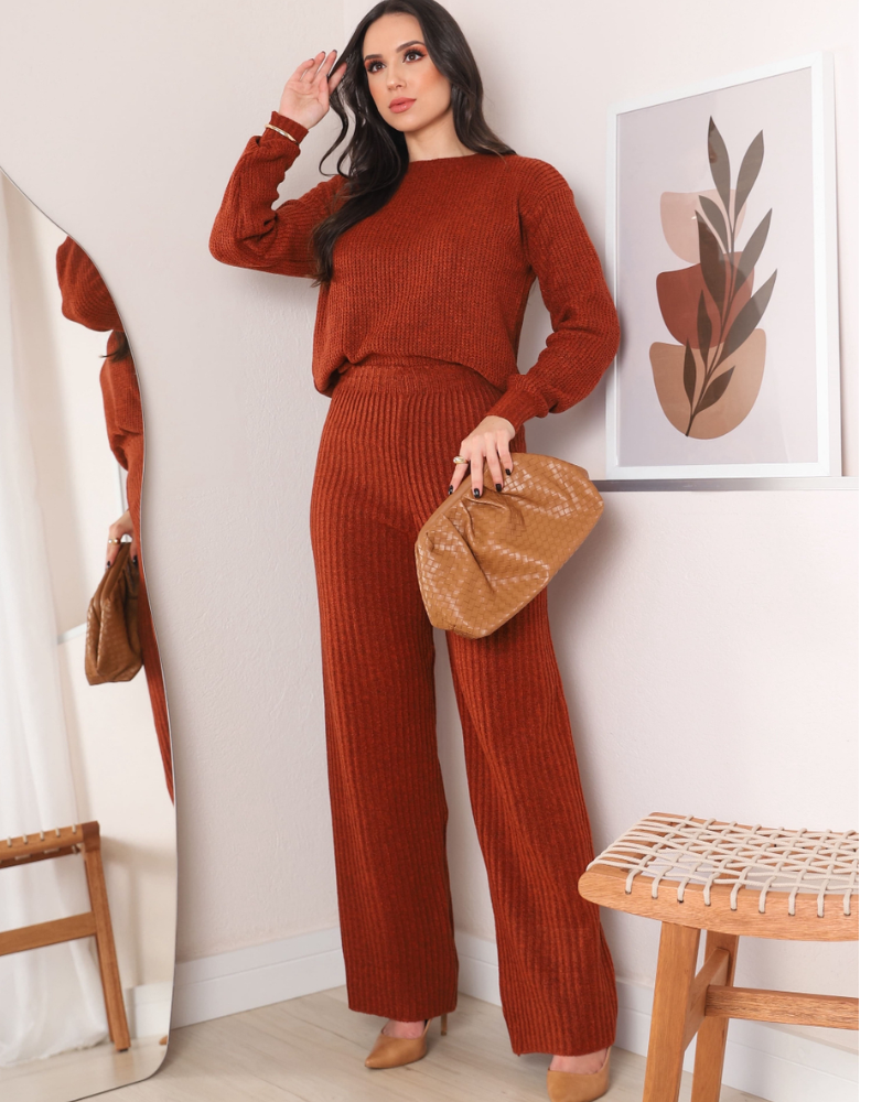 Conjunto Feminino Tricô Mousse Premium com Calça - Nelima