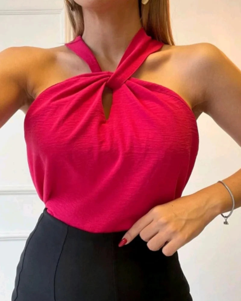 Blusa Feminina Gola Torcida em Crepe